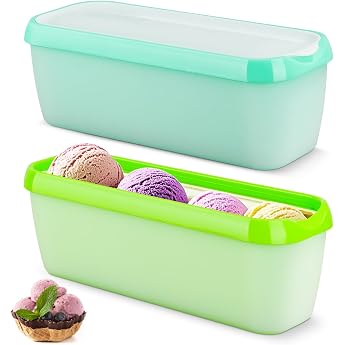 Set of 2 Ice Cream Containers for Ice Cream 1.5 L Storage Containers Freezer Containers Ice Containers BPA-Free for Homemade Ice Cream Sorbets Yoghurt