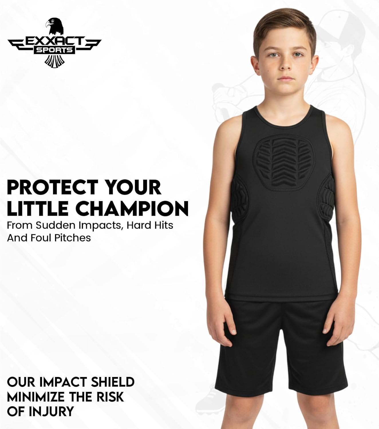 Exxact Sports Youth Baseball Chest Protector, Tank Top Padded Sternum Rib Heart Guard, Softball Chest Protector Girls Youth