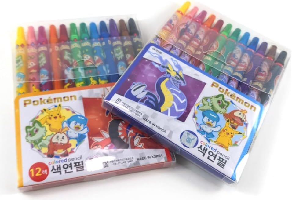 Pikachu 12 Count Colored Pencil Set Twistable Crayons (Designs May Vary, 1 Random Pack Will Be Sent)