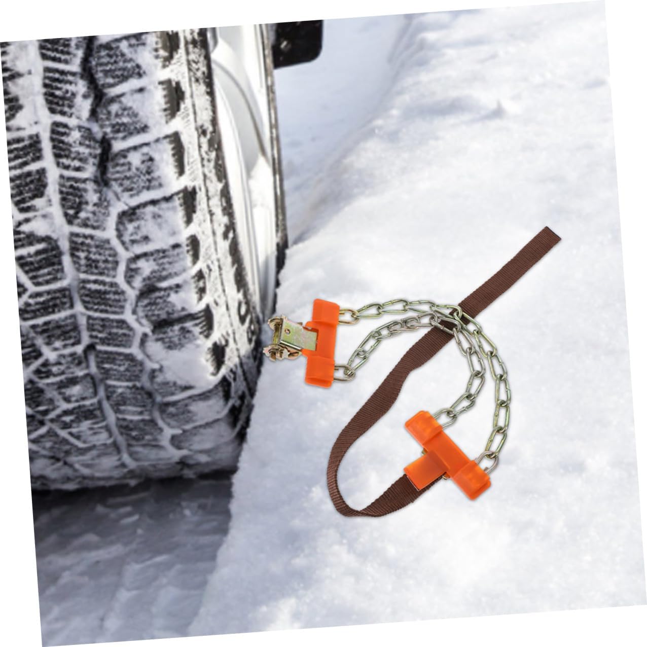 SECFOU 2pcs Adjustable Snow Chains for Car Tires Suv Universal Emergency Traction Link Tire Chains Non-slip Iron Suitable for Passenger Cars and Off-road Vehicles