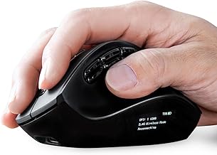 SANWA Ergonomic Mouse, Bluetooth & 2.4G Wireless Vertical Mouse, LED Screen 9 Buttons, Programmable, Silent Rechargeable Optical Mice, 4 DPI Adjustable, Compatible with Windows, MacOS, iPad, Android