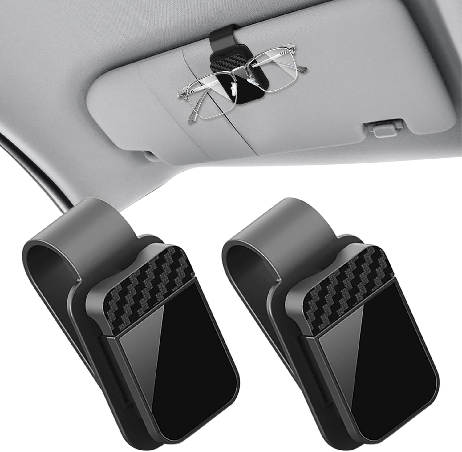 Woniyal 2 Pcs Car Sun Visor Glasses Holder for Skoda Superb Combi IV ab Bj. 2024, Premium Carbon Fibre Texture Auto Spectacles Mount and Secure Vehicle Ticket Card Clip