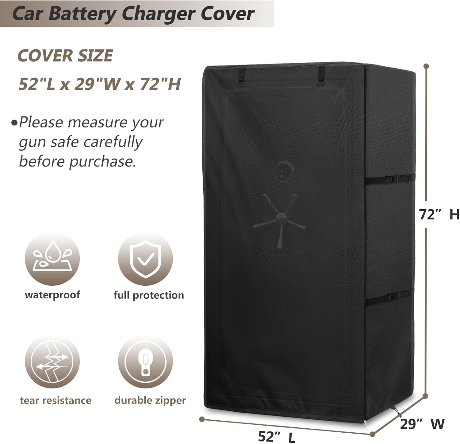 Gun Safe Cover,Heavy Duty 600D Waterproof Dustproof with Plush Lining,Protector to Protect Gun Safes from Dust and Keep Them Concealed from Sight,Black