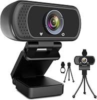 ToLuLu 1080P HD Webcam with Noise-Canceling Mic, Tripod Stand, Privacy Cover - Wide 110° Angle Plug & Play for Zoom, Streaming, Conferencing