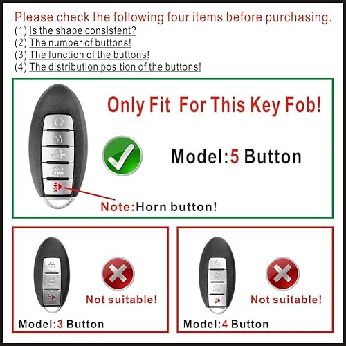 Miniatura 2 de KOLALIR Funda para llavero con llavero de TPU suave de protección completa de 360 grados, compatible con Nissan Altima Maxima Armada Murano Rogue
