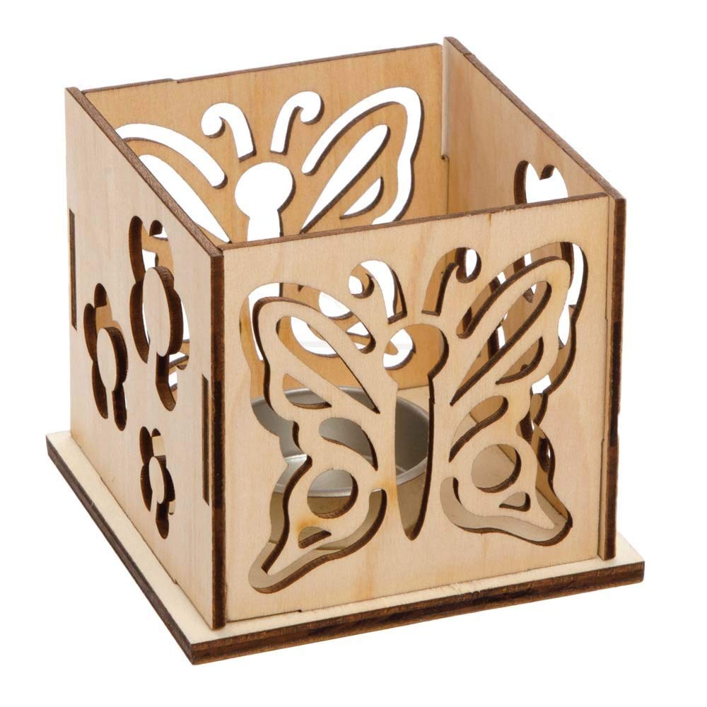 Baker Ross Schneekugel Teelichthalter Zum Basteln – 3er Set Aus Holz, Inkl. Weihnachtsmotive