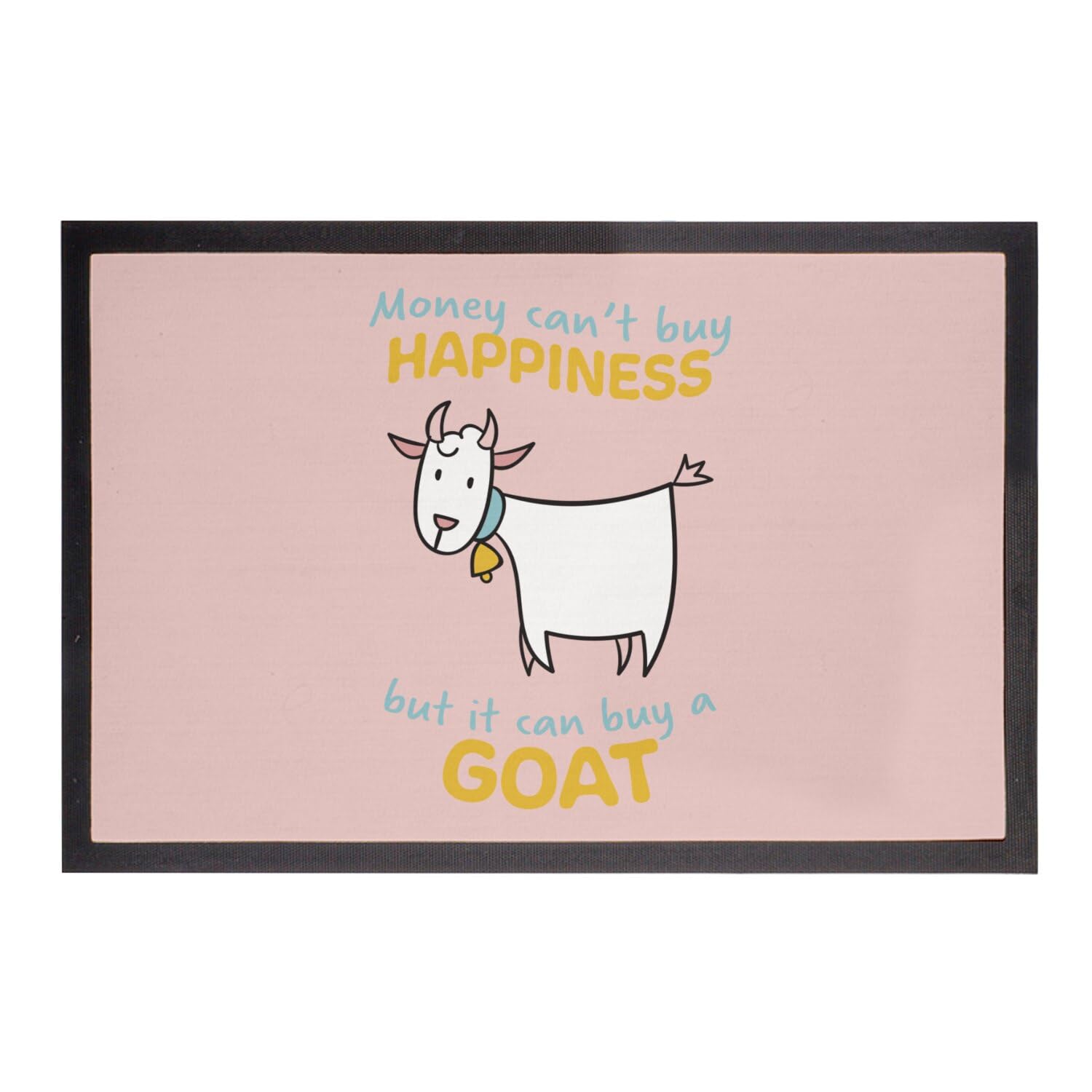 Paillasson rose chèvre 60x40cm - Tapis de porte Money Can't Buy Happiness