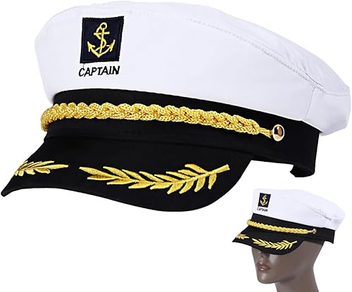 TENDYCOCO Gorra de capitán de yate bordada de capitán marinero 8.9 x 6 x 3.5