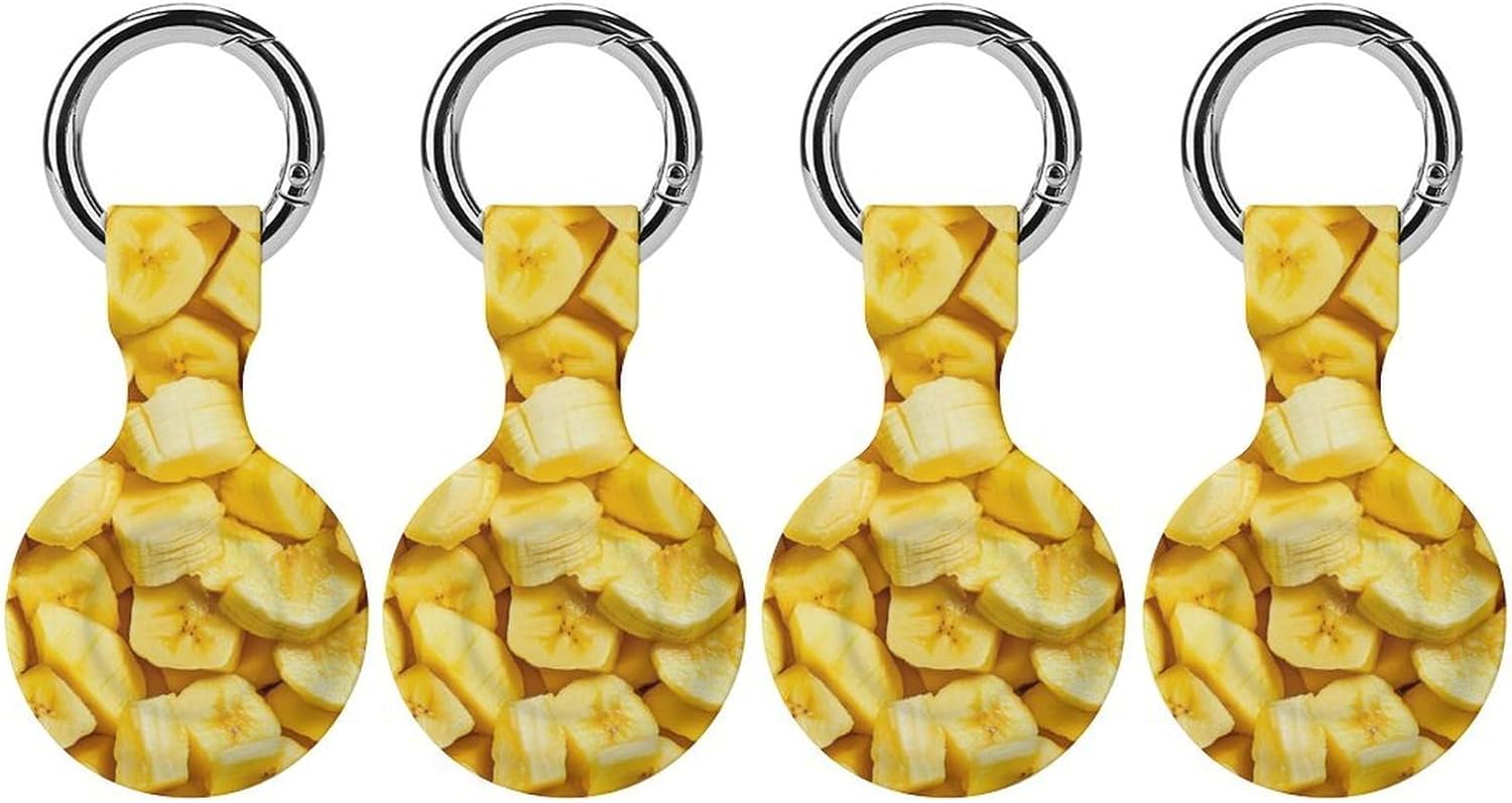 Banana Pieces Funny Cover Compatible with AirTag Case Protector GPS Tracker Holder with Keychain