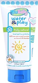 TruBaby Water & Play SPF 30+ UVA/UVB Protection Sunscreen, Water Resistant Mineral Based Sun Body Cream for Baby, Unscente...