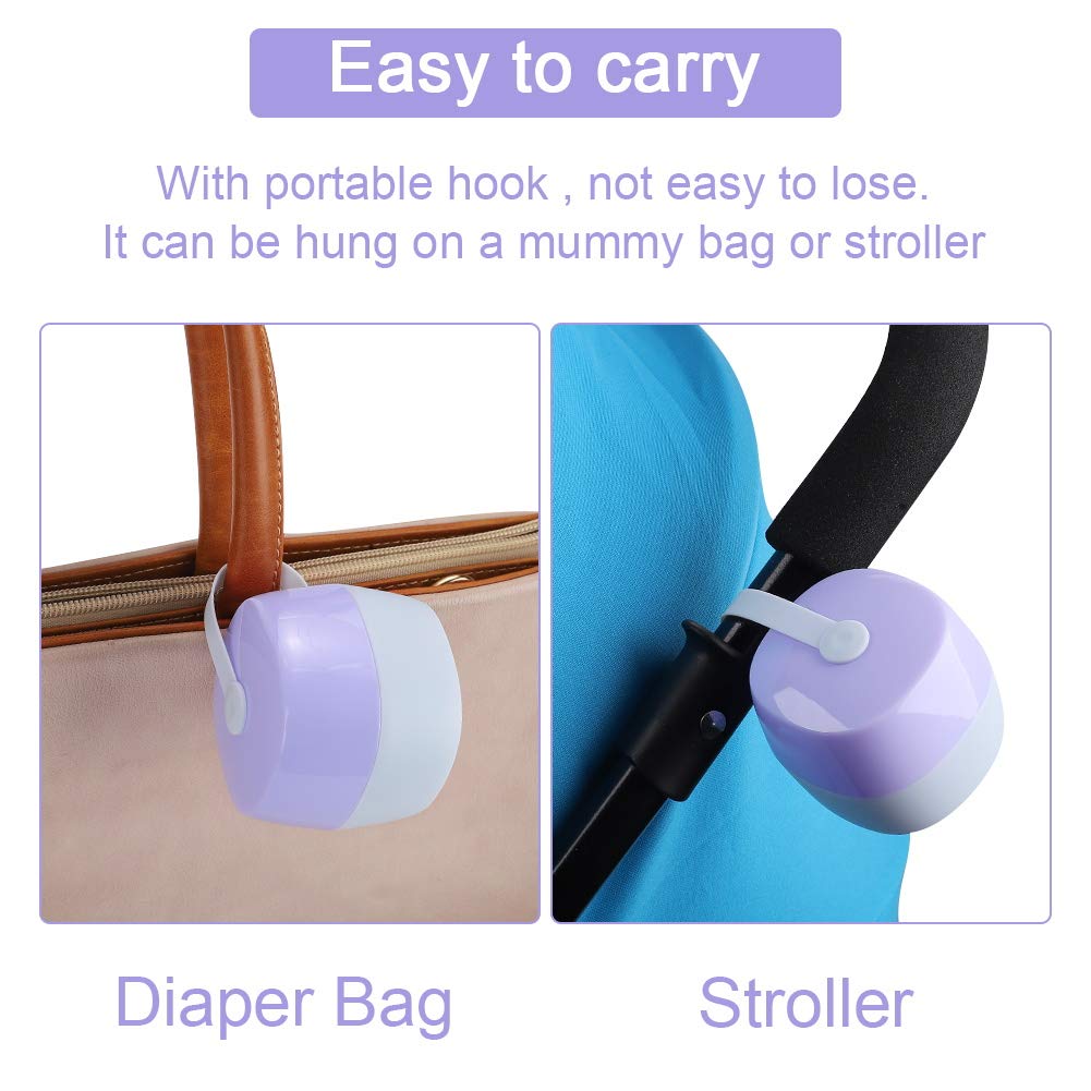 Accmor Pacifier Case, Pacifier Holder, Baby Pacifier Box for Travel, BPA Free,Purple, 2 Pack