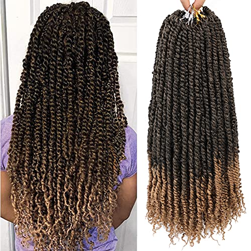 Passion Twist Crochet Hair 18 Inch 10 Packs Pre-twisted Spring Twist Crochet Braids Pre looped Bohemian Synthetic Hair Extensions (T1B/27)