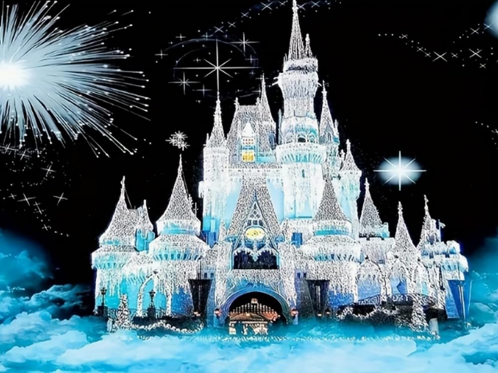 Brennora Stamped Cross Stitch Kits for Adults Crystal Castle 11CT Counted Cross-Stitch Embroidery Patterns Beginners Home Decor 16x20 inch