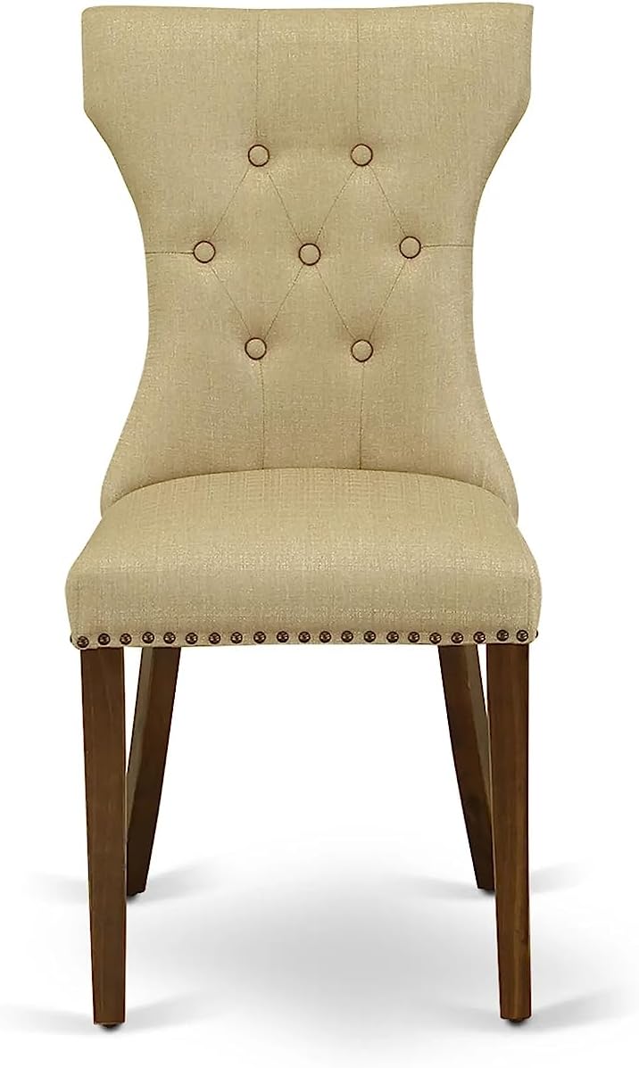 East West Furniture ANGA3-AWA-03 3 Piece Dining Set Contains a Round Dining Room Table with Pedestal and 2 Upholstered Chairs, 36x36 Inch, Antique Walnut