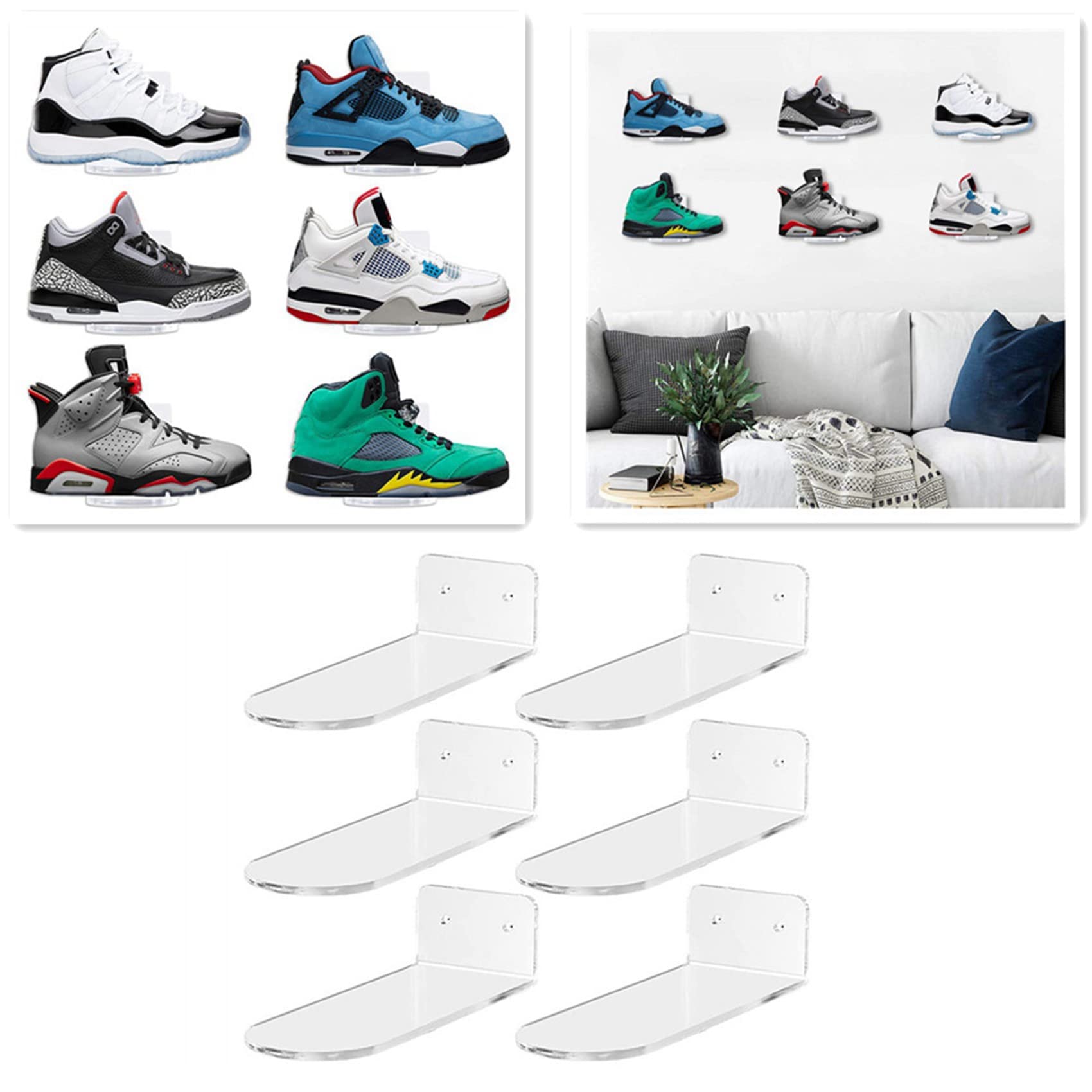 Espositore per Scarpe Galleggiante - 12 Mensole per Scarpe da Parete - Mensola Un Parete per Scarpe con Levitazione delle Scarpe da Ginnastica