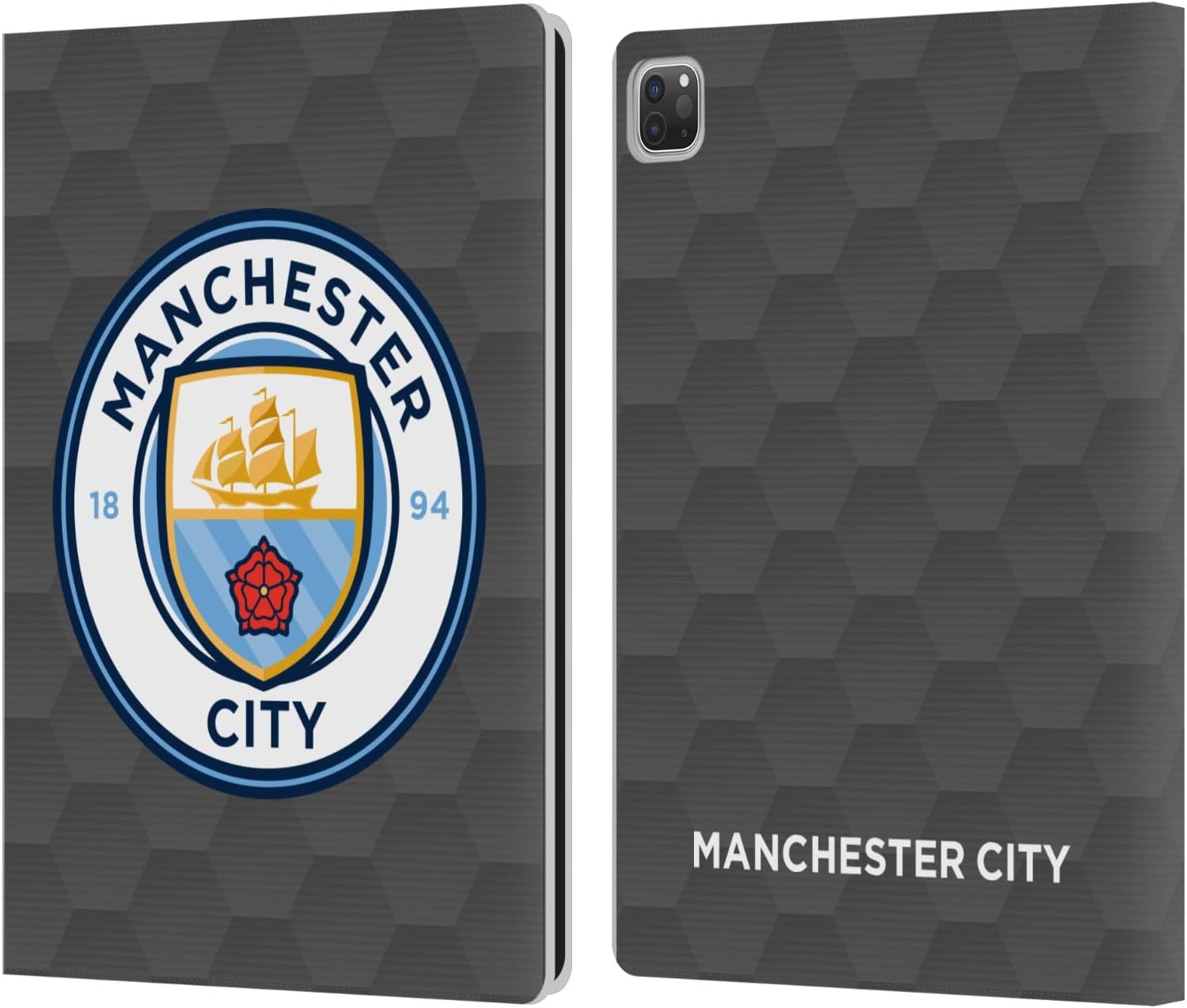 Head Case Designs Officially Licensed Manchester City Man City FC Home Goalkeeper 2020/21 Badge Kit Leather Wallet Case Compatible with Apple iPad Pro 13 M4 2024