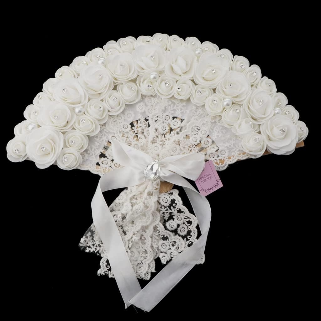 White Wedding Folding Fan for Out Door Event, Parties, Table Setting Decoration