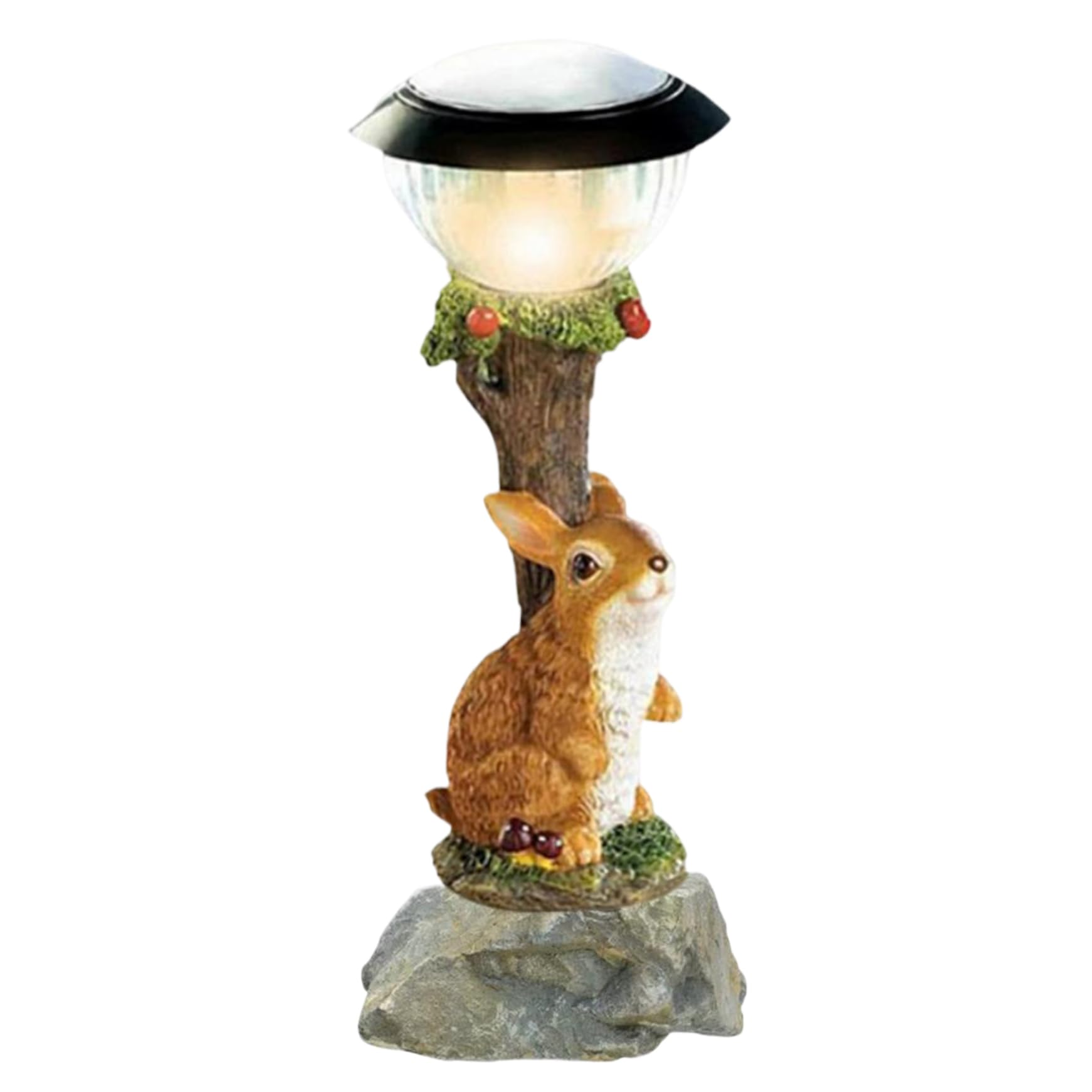 Lampe solaire d'ornement jardin avec statues de lapin pour pelouse