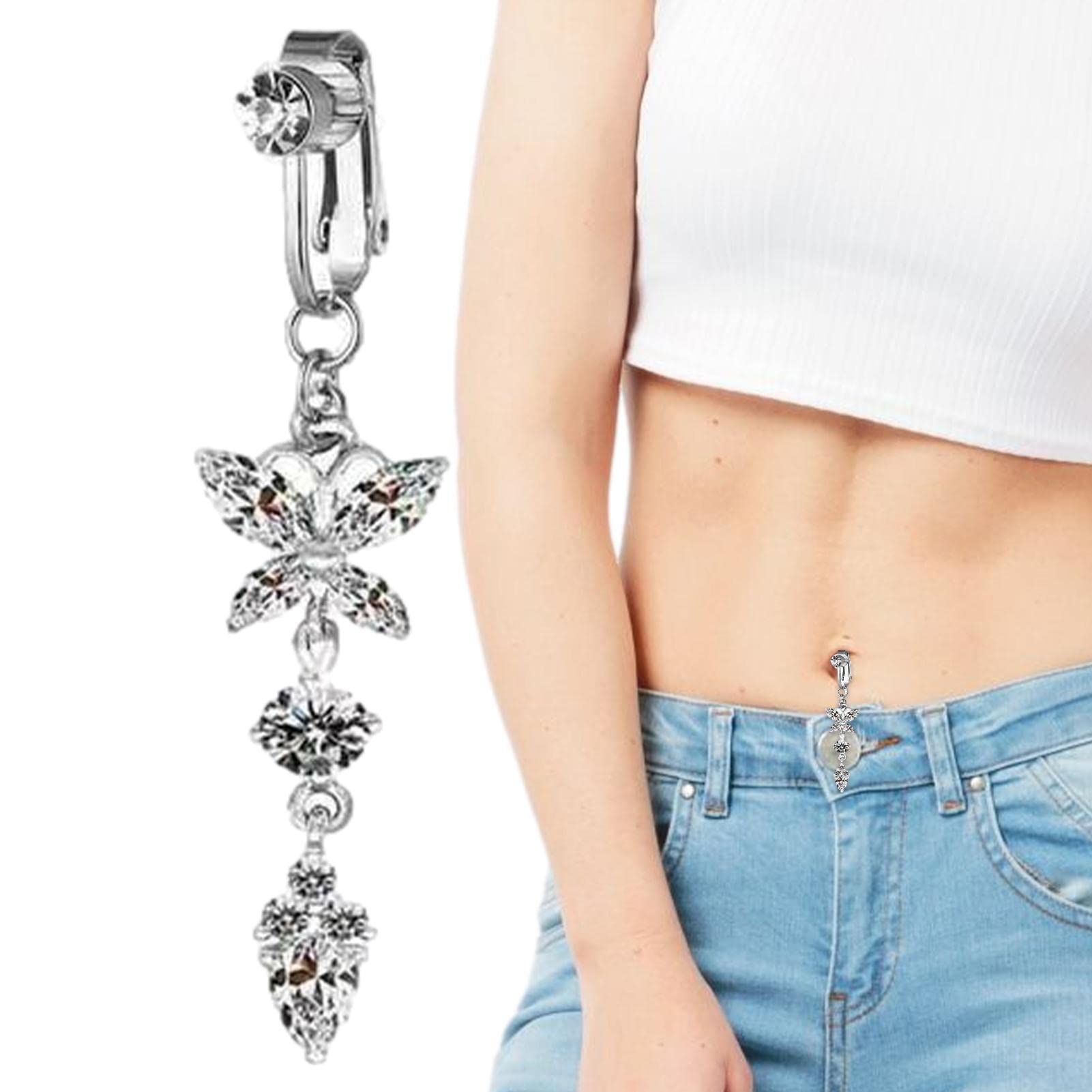 35 Pezzi Piercing Finti Per Ombelico E Viso - Acciaio Chirurgico Con Strass - Senza Dolore - Foto 10