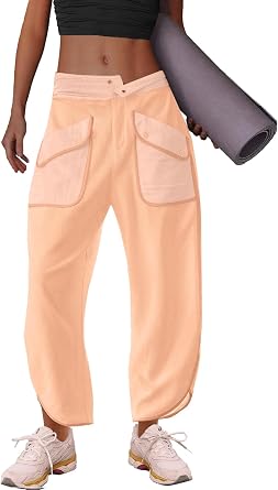 LAMISSCHE Oversized Barrel Lounge Pants Women Wide Leg Sweatpants with Pockets Baggy Cropped Pants