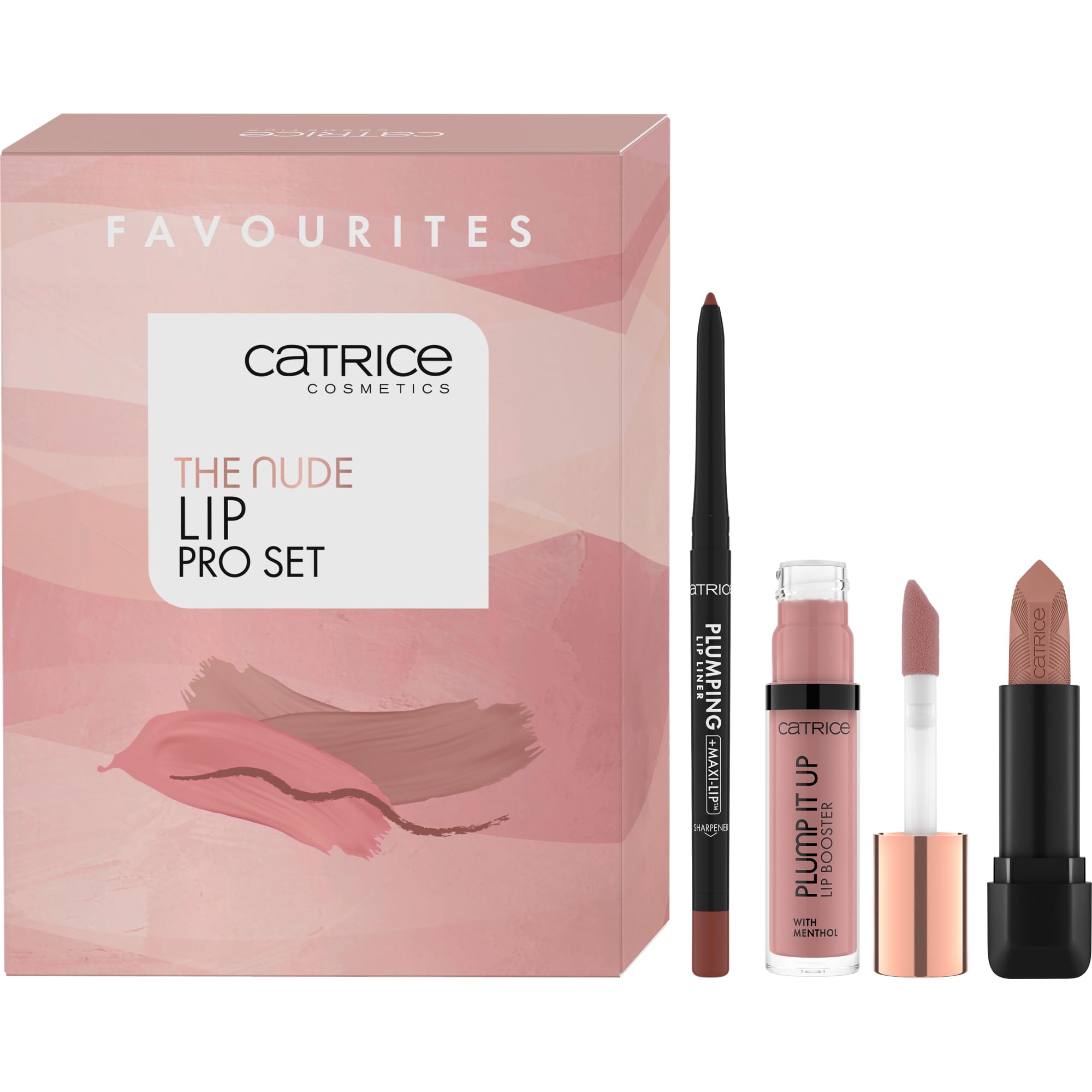Catrice Zestaw kosmetyków do ust Nude Lip PRO (1pcs) | Zestaw trzech produktów do stylizacji ust