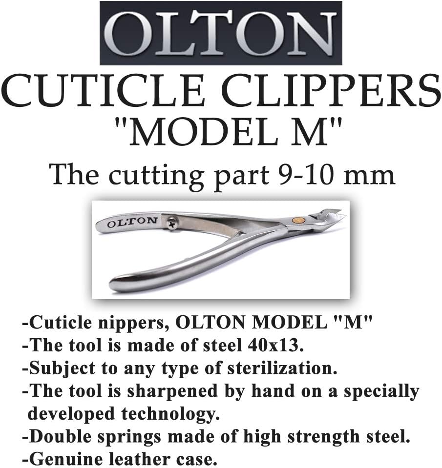 OLTON SET 3in1: Cuticle Nippers Model M, 9-12mm + Cuticle Scissors, 100mm + Pusher, double-sided manicure scapula (handmade professional manicure pedicure tool) SAVE 15$