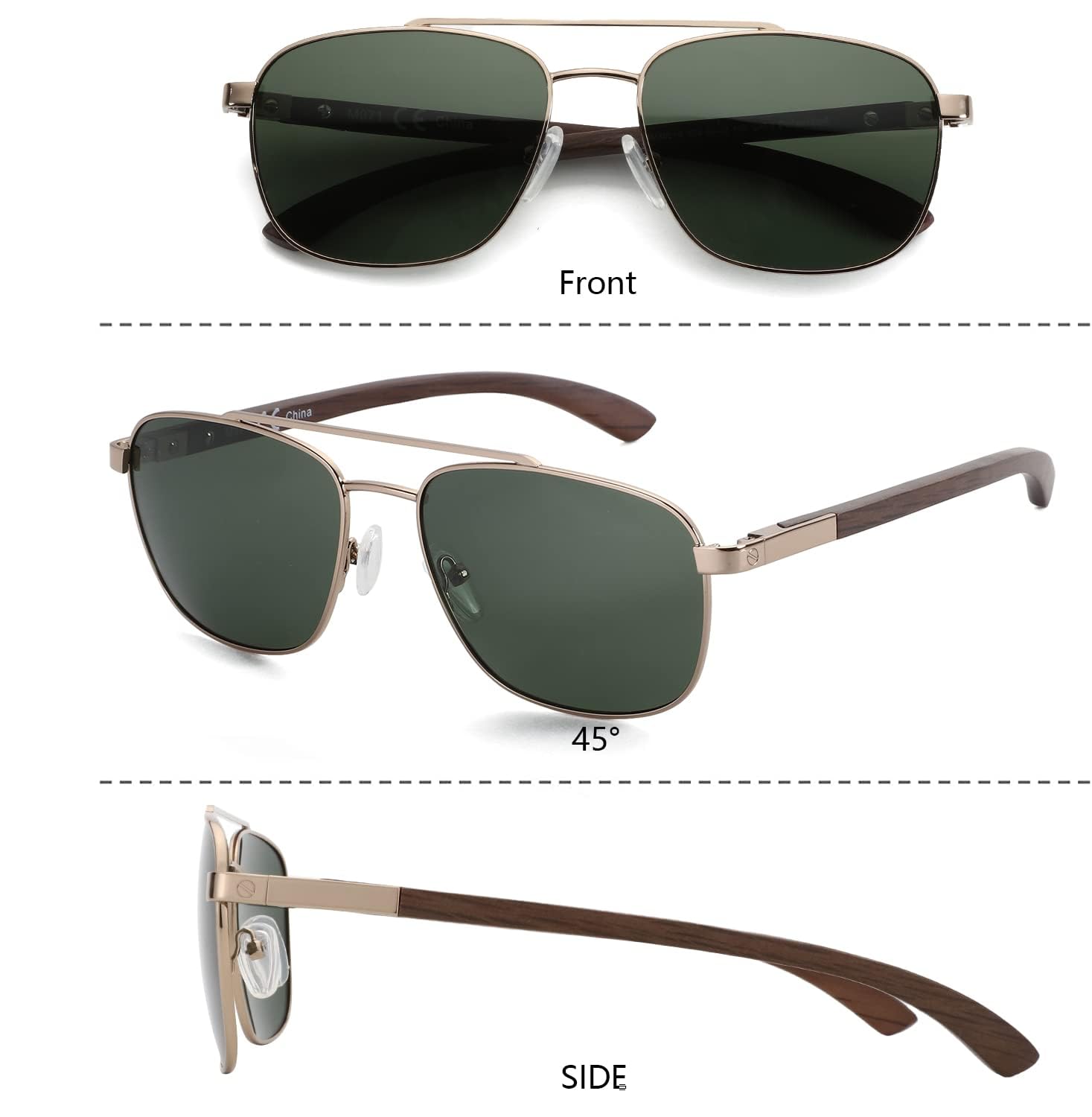ZENOTTIC Aviator drewniane spolaryzowane okulary przeciwsłoneczne dla mężczyzn 100% ochrona przed promieniowaniem UV wędkarstwo jazda golf