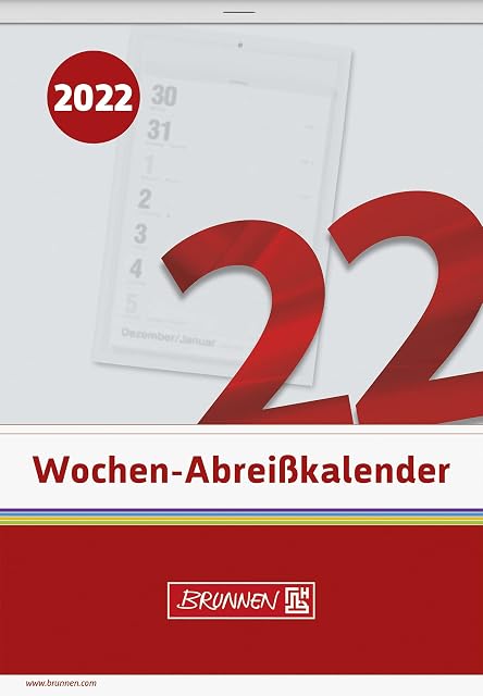BRUNNEN 1070325002 Weekly Tear-Off Calendar No. 25, 1 Page = 1 Week, 105 x 150 mm, Calendar 2022