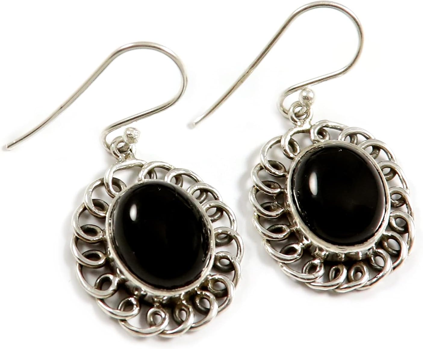 Goyal Exports Black Onyx Gemstone 925 Sterling Silver Drop Dangle Earring Jewlery SEG22A