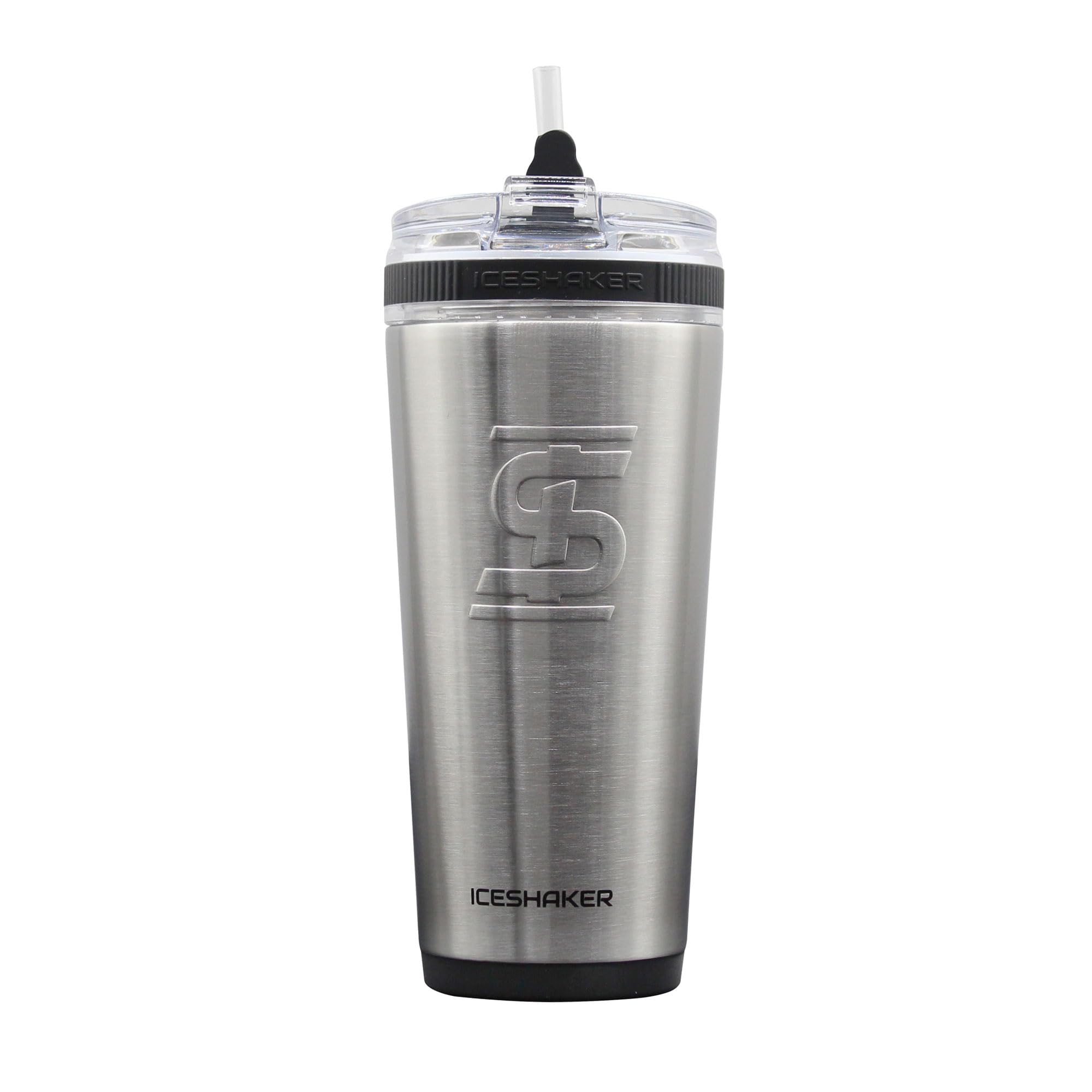 Ice Shaker Isolierte Edelstahl-Wasserflasche mit Strohhalm, 750 ml, bekannt aus Shark Tank