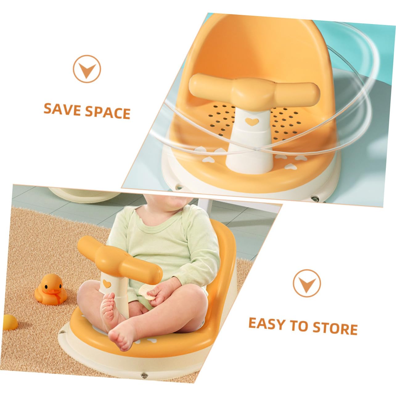 Asiento de Baño para Bebés de 12 Meses Soporte Antideslizante y Diseño Compacto en Pp y Tpe Adecuado Hora del Baño y Juegos Seguros