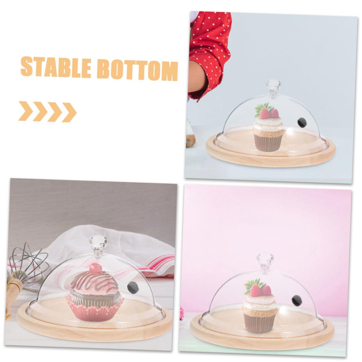 Cloche Design Unique et Confortable Protectrice Réutilisable en PC Transparent pour Gâteau et Fruits pour Présentation de Desserts