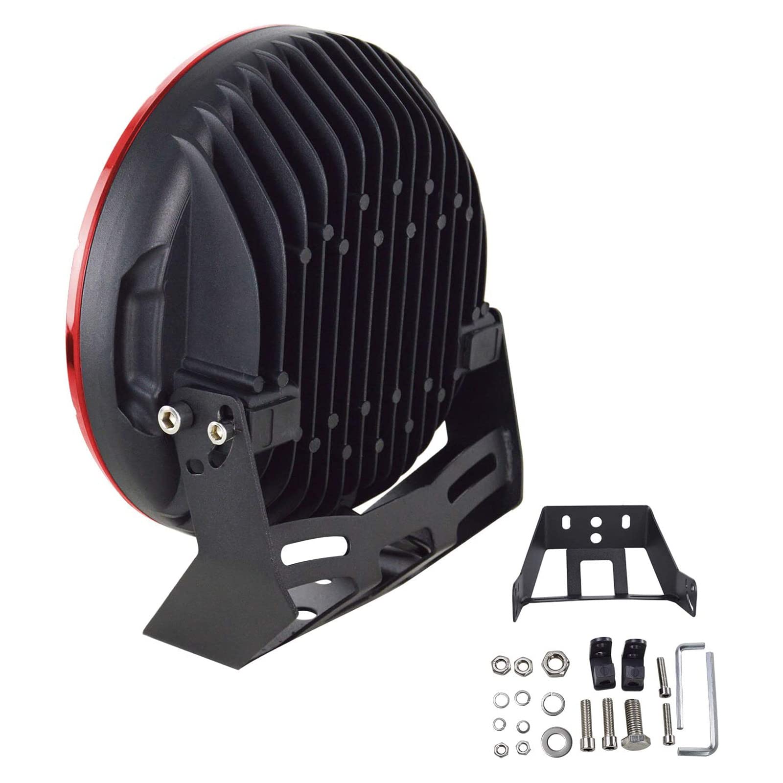 Willpower 2 sztuki 25 cm 225 W okrągłe czerwone światło robocze LED białe 6000 K światło punktowe LED lampy do jazdy przeciwmgielnej IP67 wodoodporne z uchwytami montażowymi do 4 x 4 terenowych ciężarówek traktora SUV ATV, 12 V 24 V