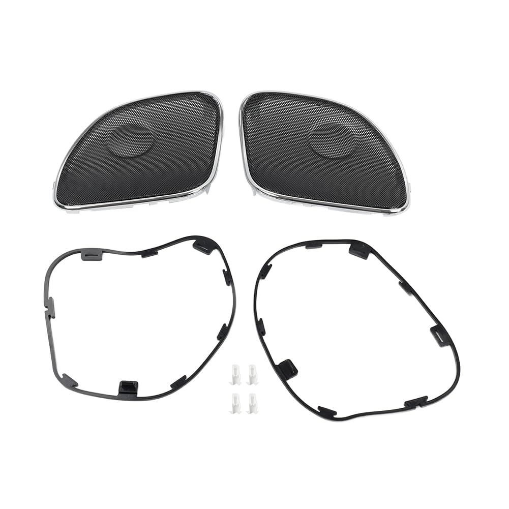 CNxinn10 2pcs Metal Rear Grill Speaker Mesh Cover Tour Pack Pak Black?Chrome for Harley Road Glide FLTRX Davidson Motorbike