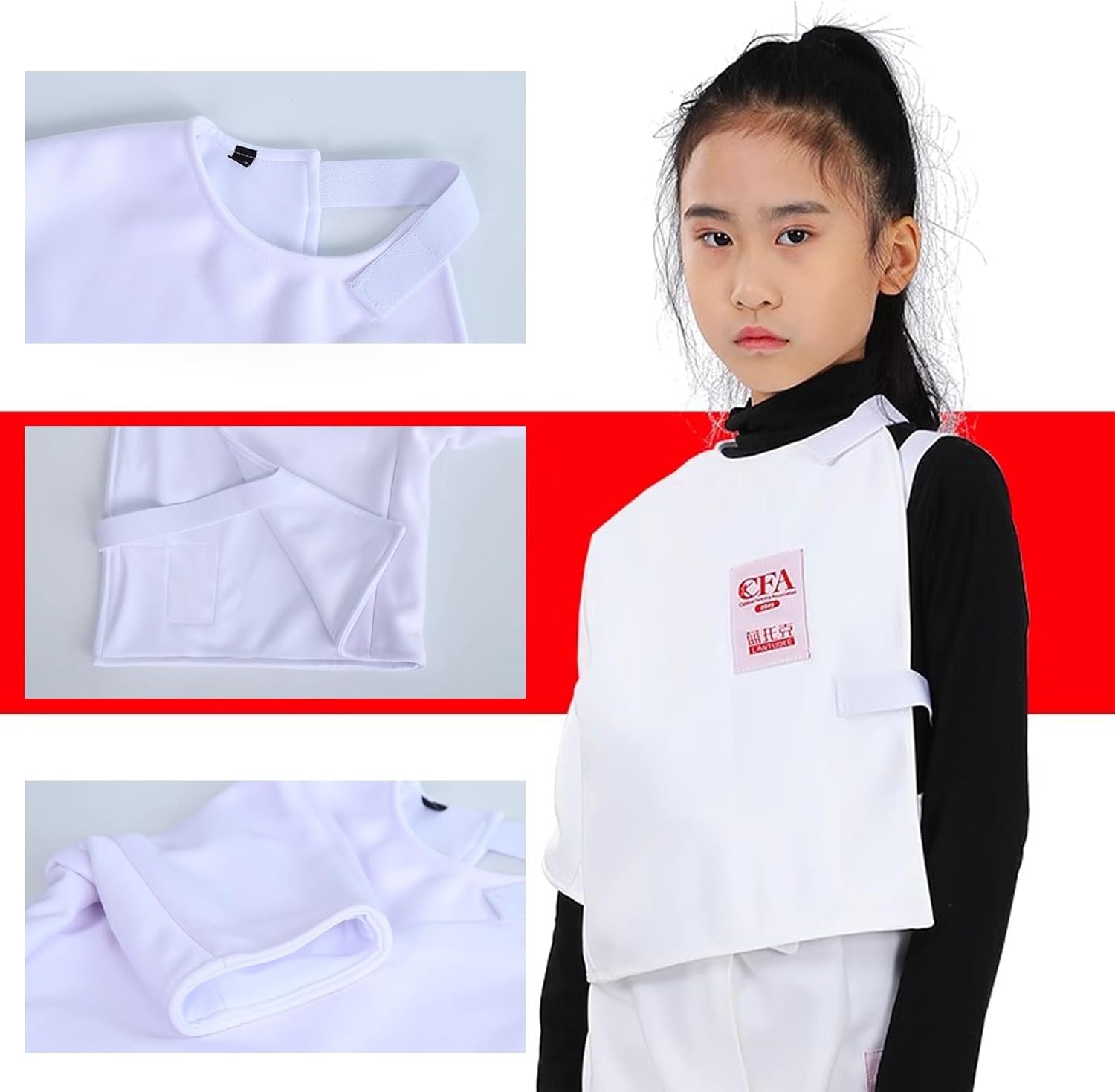 450N Fencing Clothing Vest, Fencing Equipment, Fencing Uniform Suit, Foil/Epee/Sabre Vest, White Right Hand(X-Small)