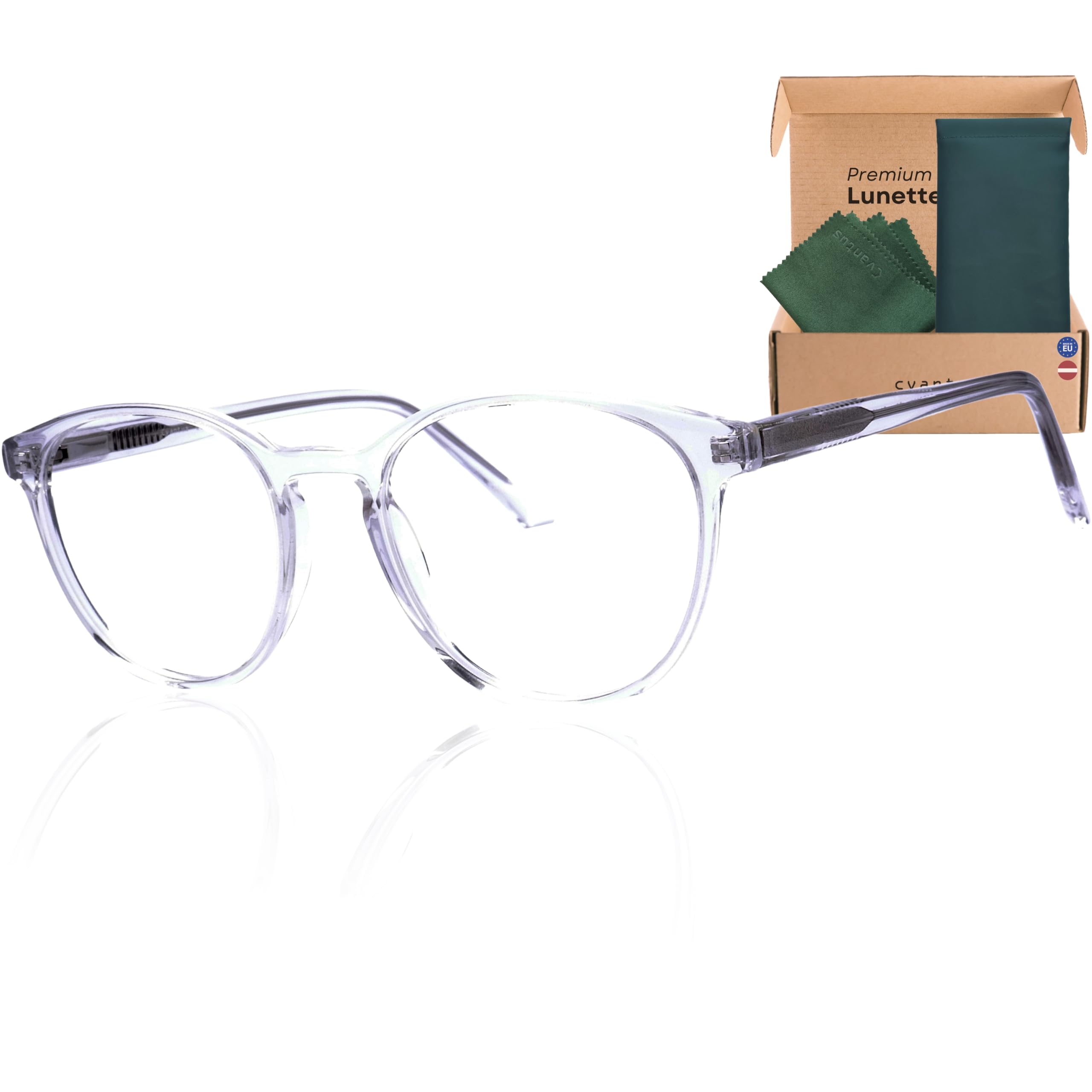 Cvantus Lunettes de lecture Premium | Qualité Ordonnance - Faites par des opticiens | Anti-lumière bleue & UV, Antireflet | Lunette loupe homme & femme rondes