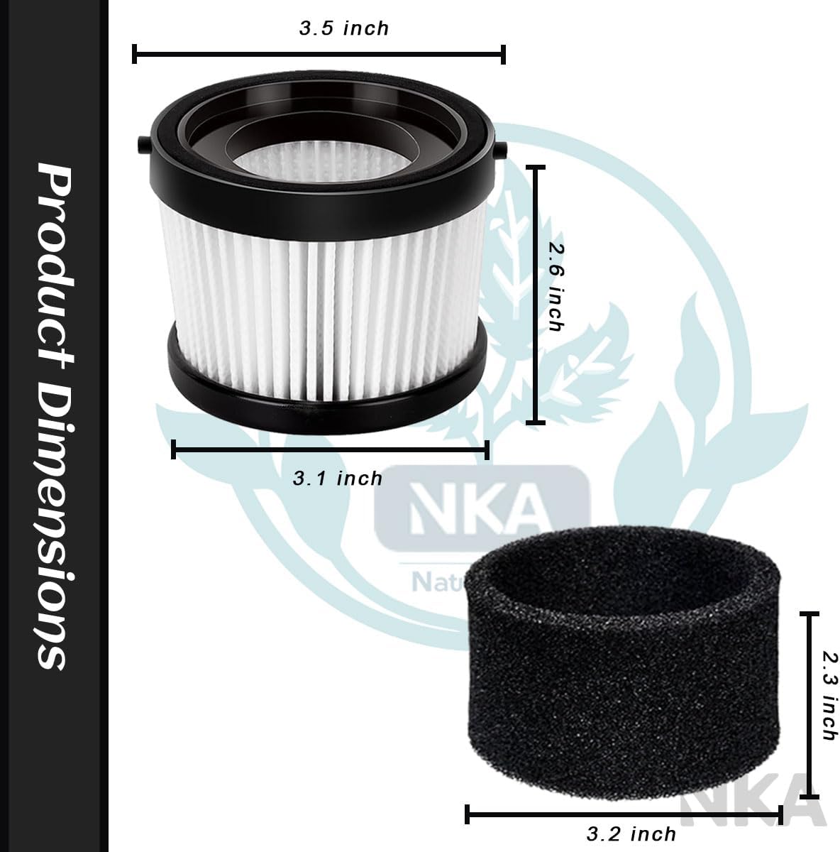 2 Pack DCV501HB Replacement HEPA Filter Compatible for DEWALT DCV501HB, DCV5011H 20V Cordless Handheld Vacuum, with 4 Foam Sleeve Filters & 1 Cleaning Brush