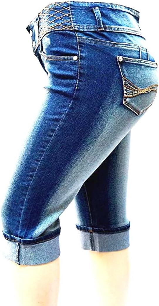 D&B by LA CHULA Women's Plus Size Blue Denim Jeans Bermuda Short/Capri Pants - Image 3