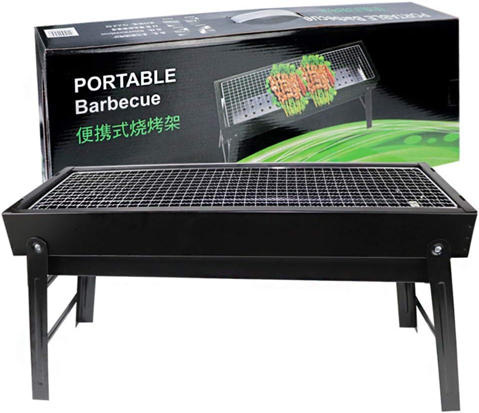 Portable Barbecue Grill, Charcoal Grill, Foldable Outdoor/Household/Camping BBQ Equipment, Stainless Steel Oven(Black)