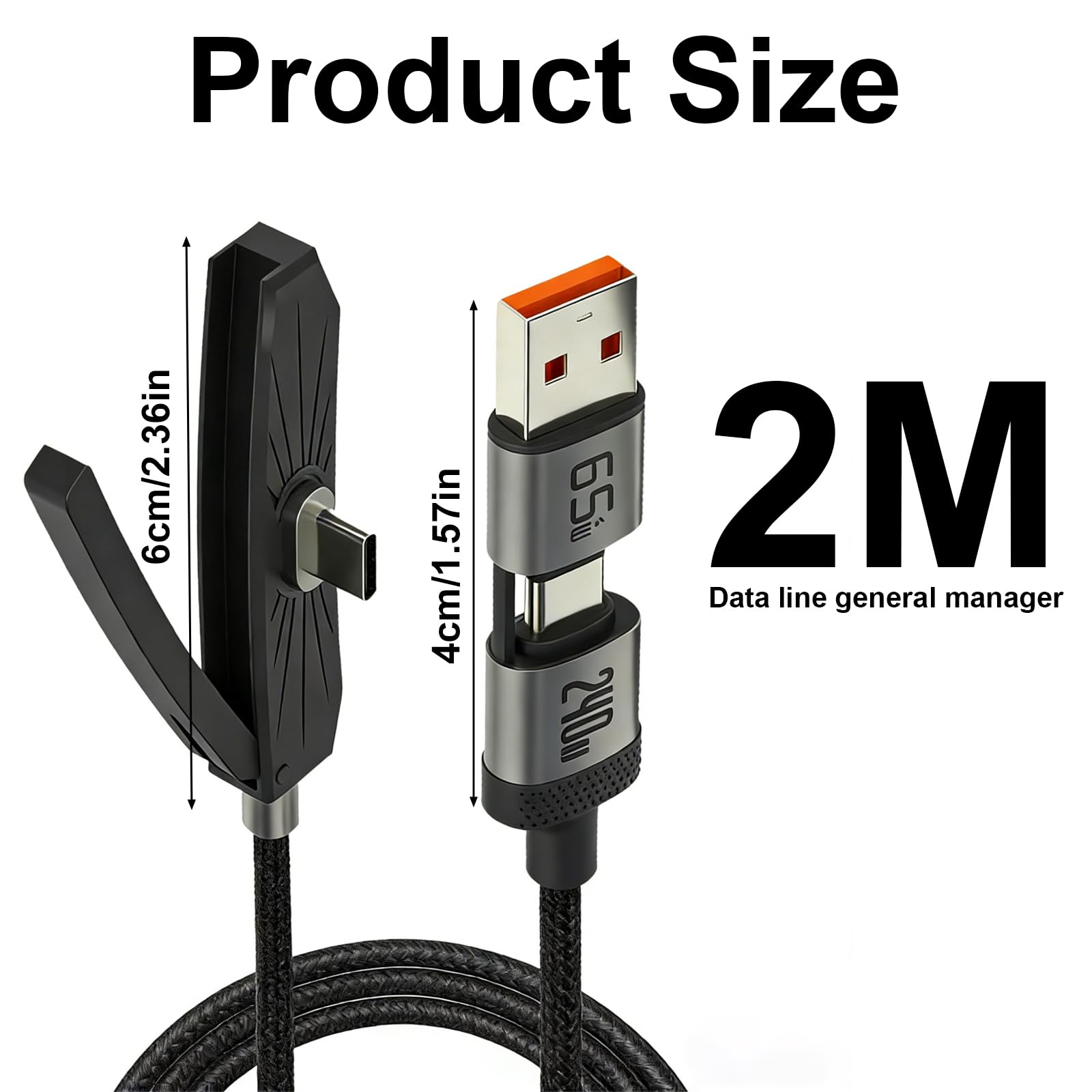 Caricatore invisibile 3 in 1 per telefono,2M Caricatore Telefono Laterale,Ricarica Rapida 240w+65w,Cavo di ricarica con supporto per smartphone,tablet,giochi e ufficio,cavo di ricarica rapida(B-C+C-C) - 3