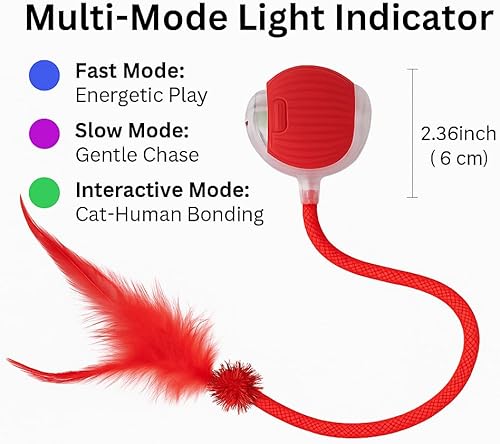 Miniatura 2 de Pelota de juguete interactiva para gatos, juguete inteligente recargable con cola de mariposa, movimiento automático, juguetes para gatos de