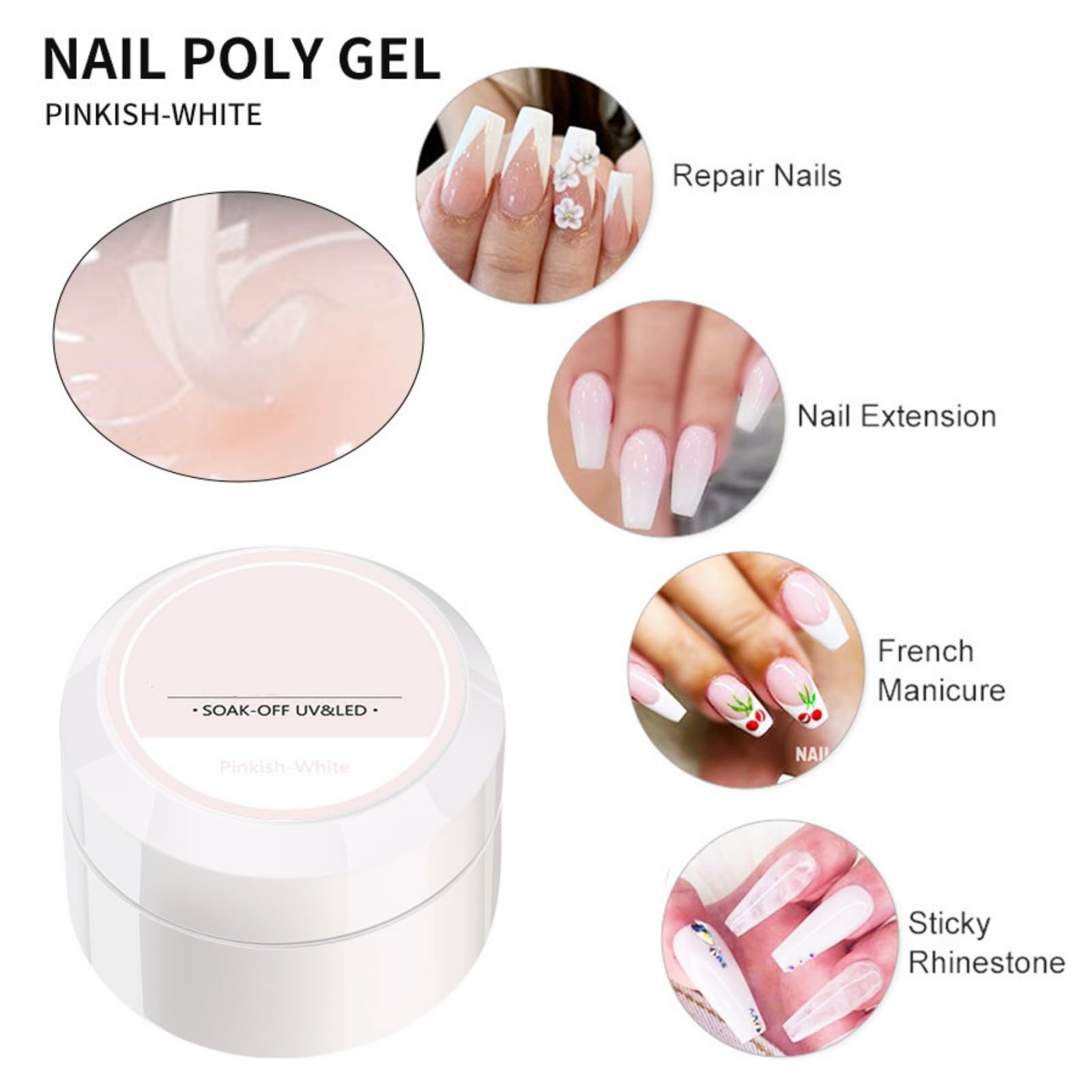 Builder Gel for Gel Nails White Salmon Pink Nude żel budujący do paznokci żelowych Builder Nail