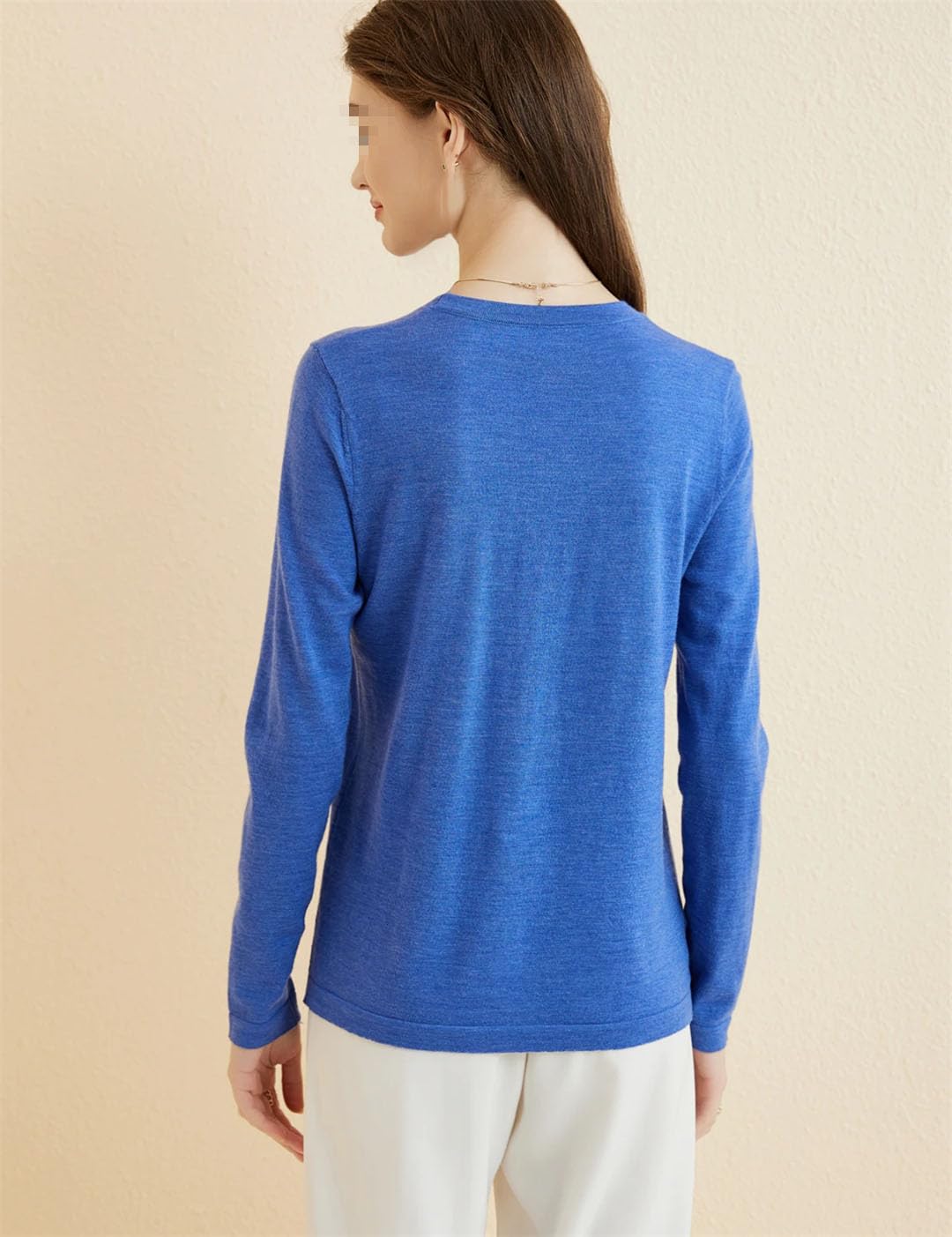 Vogrtcc Top Basic in Lana da Donna Autunno Inverno Girocollo A Maniche Lunghe