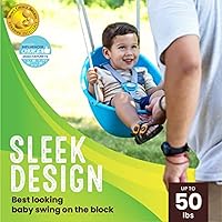 Vista 4 de Swurfer Columpio de coco para niños pequeños, cómodo columpio para bebé al aire libre, arnés de seguridad ajustable de 3 puntos, sistema de bloqueo