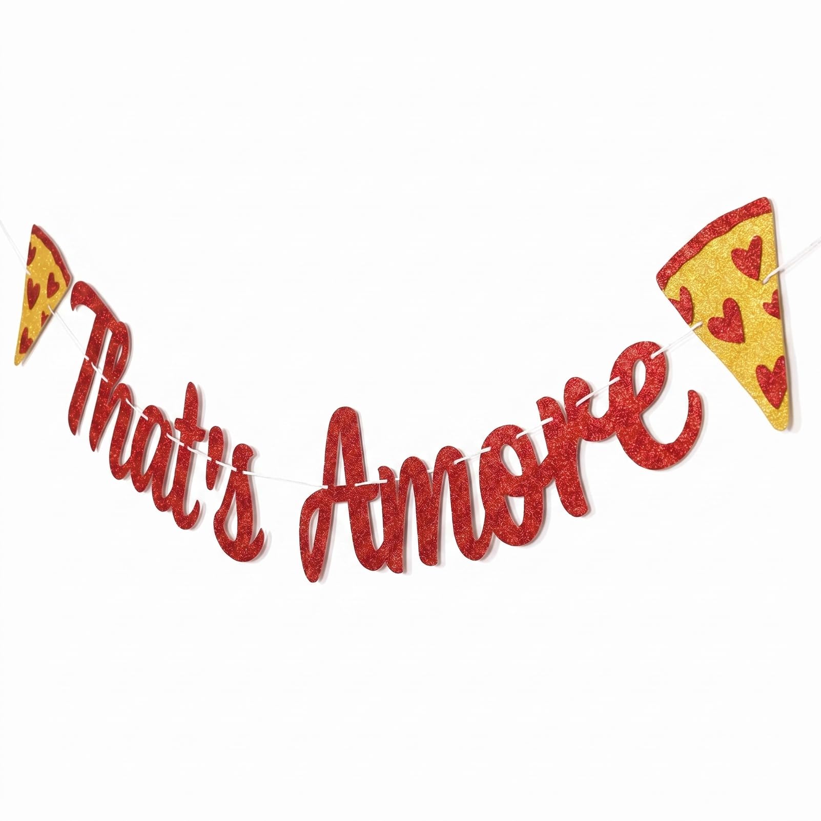 1Pc Thats Amore Banner, Italian Themed Party Decorations, Italian Summer Wedding Decor, Red Glitter Pizza Party Decor for Bridal Shower, Bachelorette Party, Italian Dinner Party (8.2ft Rope)