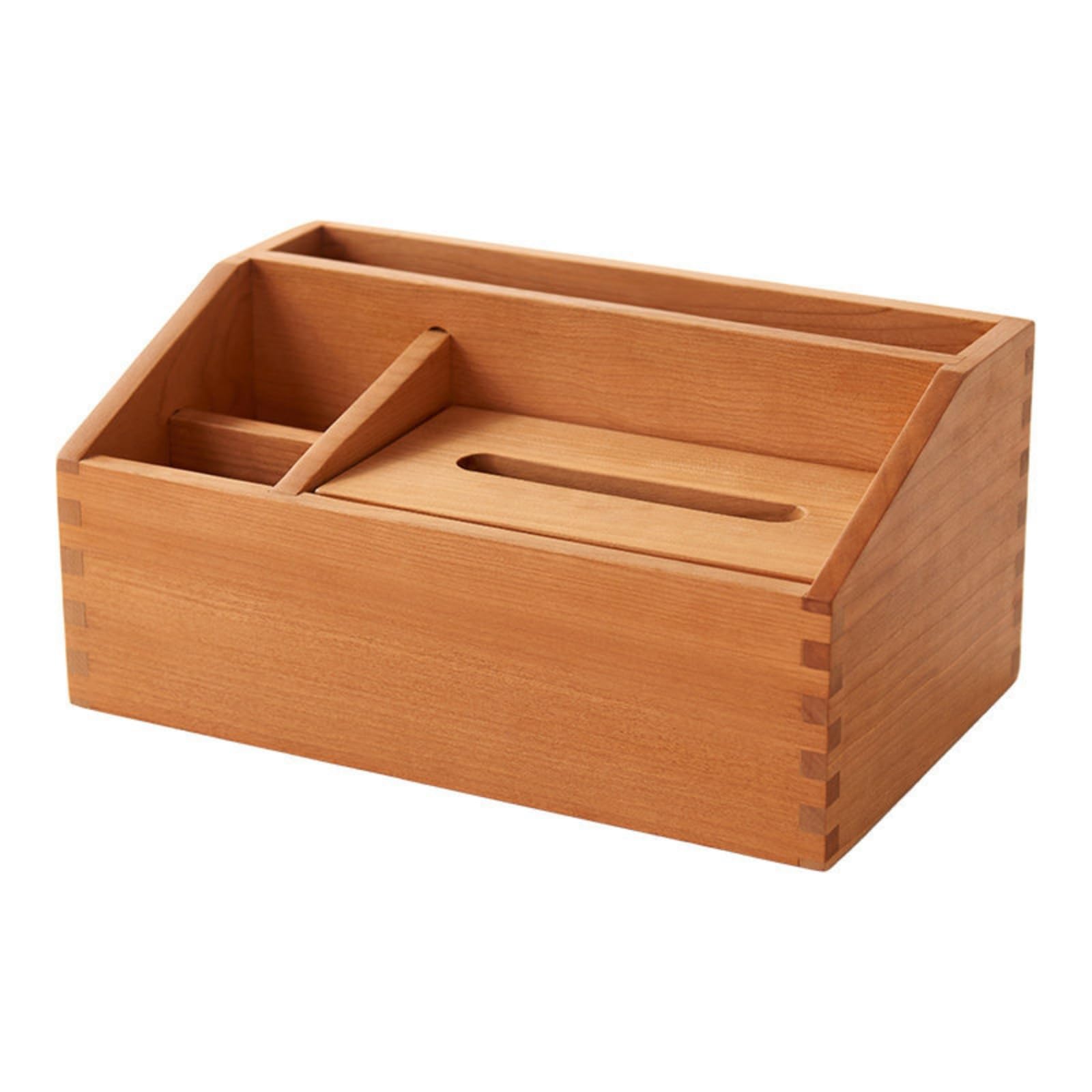 rockible Porta Fazzoletti in Legno con Scomparti Organizer da Scrivania Dispenser Fazzoletti Portadocumenti Portatelecomandi Costruzione Solida in E, Ciliegio Massello