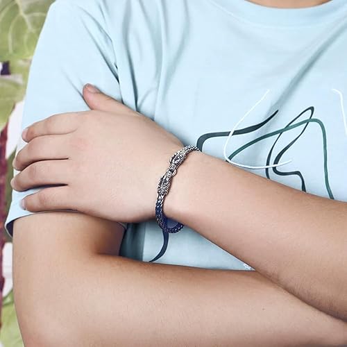 Miniatura 7 de S925 Sterling Silver Double Dragon Heads Bracelet for Men & Women Heavy Handmade Woven Chain Vintage Silver Bangle Unisex Personalized Jewelry Gifts