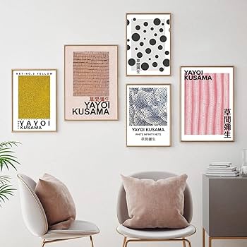 Amazon.co.jp: 日本人アーティスト草間彌生絵画インテリア無限大ドット