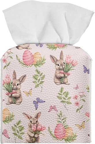 Epaihaiy Soporte cuadrado para pañuelos de Pascua vintage, dispensador de servilletas para hogar, oficina, restaurante, cubierta de pañuelos con