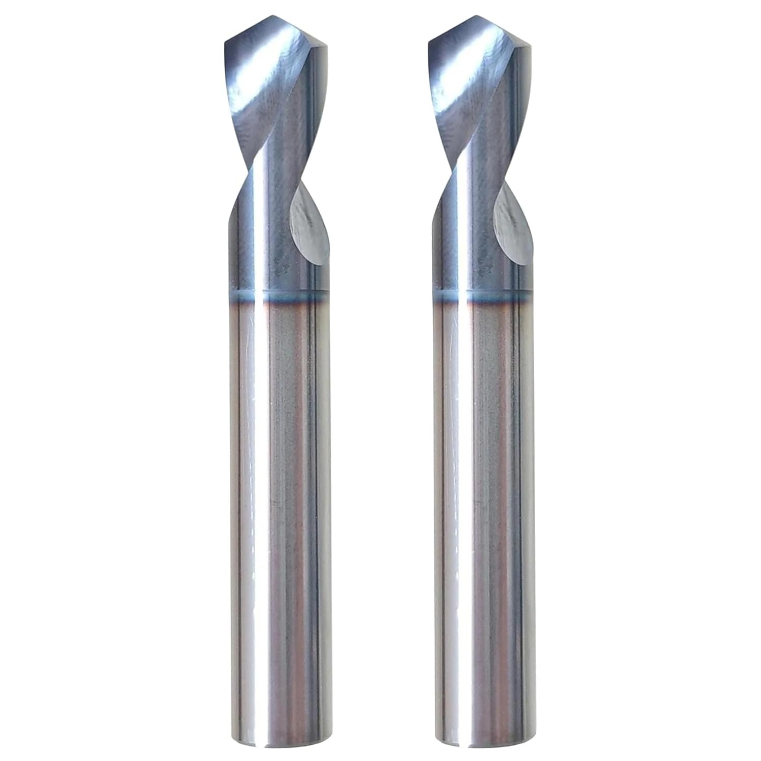 2Pcs 2 Flute 120 Degree 3/8"x1"x2-1/2 Solid Spot Drill - AlTiN Coated